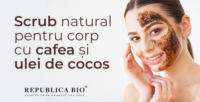 Scrub natural pentru corp cu cafea și ulei de cocos