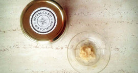 Ground oats and virgin organic coconut oil facial scrub, recipe by Sibel Grigore