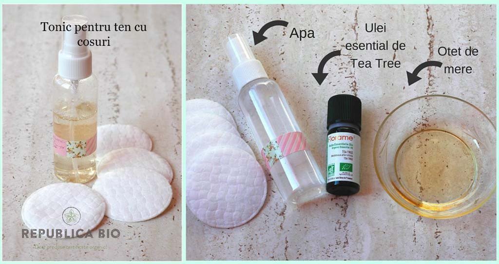 Soluție simplă pentru tenul acneic: tonic cu oțet de mere și ulei de tea tree, rețetă de Sibel Grigore