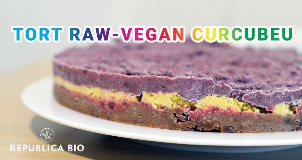 Curcubeu în 3 culori, rețetă de tort raw-vegan