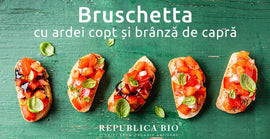 Bruschetta cu ardei copt și brânză de capră