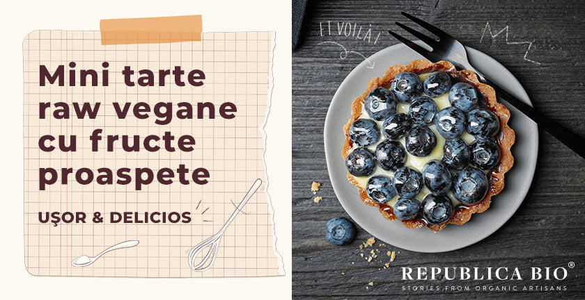 Mini-tarte raw vegane cu fructe proaspete