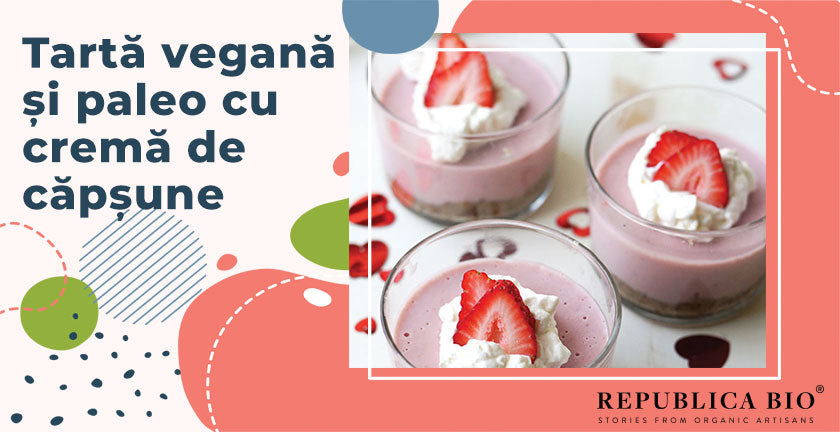 Tartă vegană și paleo cu cremă de căpșune