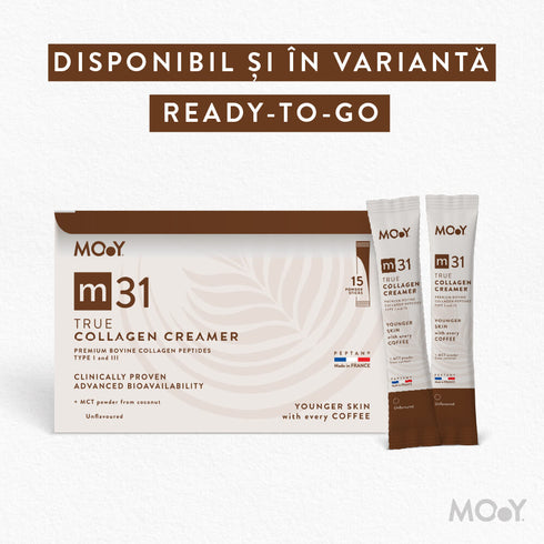 m31 True collagen creamer, colagen hidrolizat bovin premium, dovedit clinic, beauty, 5.000mg, tip I si III, fara aroma, 210 g, 30 portii, Molecules of Youth, natural