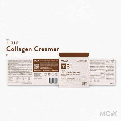 m31 True collagen creamer, colagen hidrolizat bovin premium, dovedit clinic, beauty, 5.000mg, tip I si III, fara aroma, 210 g, 30 portii, Molecules of Youth, natural