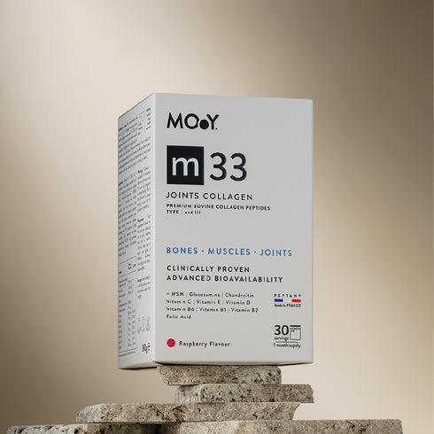 m33 Colagen hidrolizat bovin premium, dovedit clinic, articulatii, 7.000mg tip I si III, aroma zmeura, 30 portii, 390 g, Molecules of Youth, natural