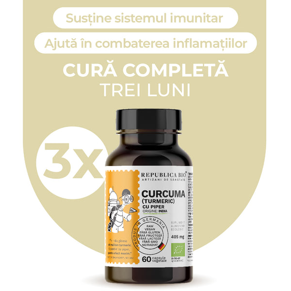 CURCUMA BIO Complet, pachet promotional, cura completa pentru 3 luni, BIO, RAW, VEGAN, ecologic