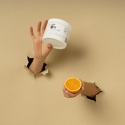 m18 PRO Colagen hidrolizat marin premium, dovedit clinic, beauty, 6.300mg tip I si III, aroma mango si portocale, 30 portii, 240 g, Molecules of Youth, natural