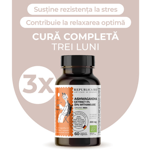 ASHWAGANDHA BIO Complet, pachet promotional, cura completa pentru 3 luni, BIO, RAW, VEGAN, ecologic