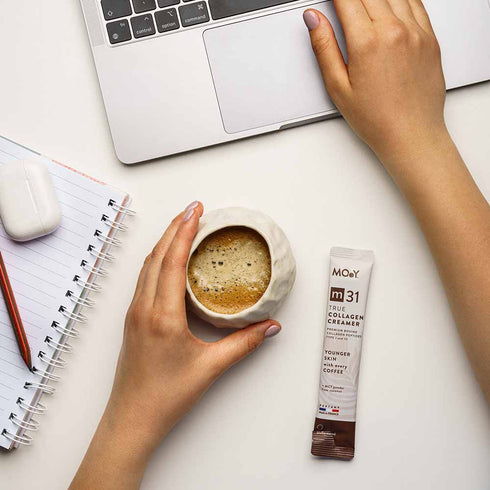 m31 True collagen creamer, colagen hidrolizat bovin premium monodoza, dovedit clinic, beauty, 5.000mg, tip I si III, fara aroma, 15 plicuri, 105 g, Molecules of Youth, natural