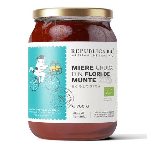 Miere ecologica poliflora cruda din Flori de Munte, Republica BIO, 700g