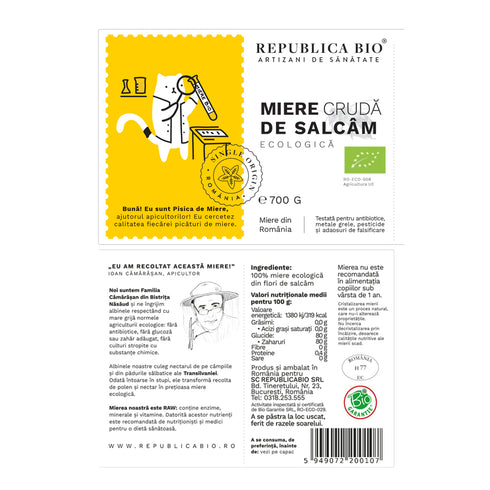Miere de Salcam ecologica cruda Republica BIO, 700 g