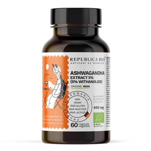 Ashwagandha Ecologica din India (400 mg) - extract 5% Republica BIO, 60 capsule (29,7 g)