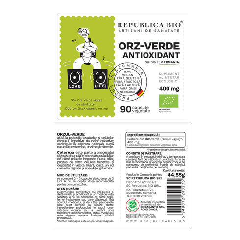Orz Verde Ecologic din Germania (400 mg) Republica BIO, 90 capsule (44,5 g)