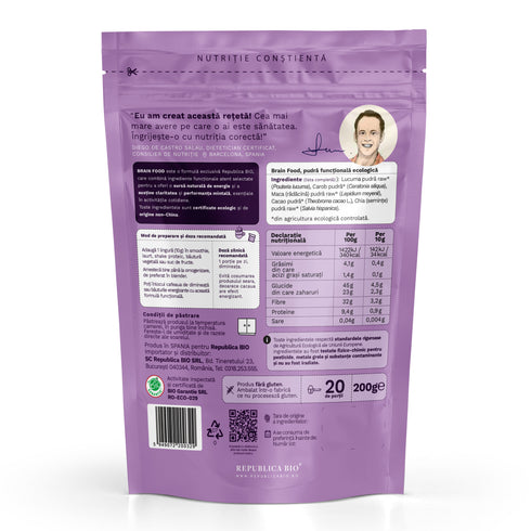 Brain Food, pulbere functionala ecologica Republica BIO, 200 g