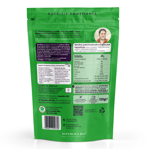 Spirulina, pulbere ecologica pura Republica BIO, 125 g