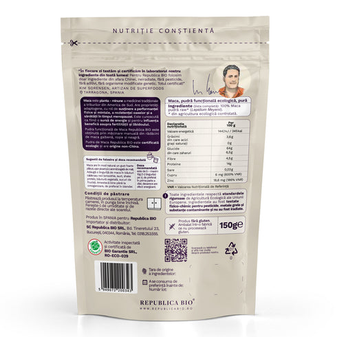 Maca, pulbere ecologica pura Republica BIO, 150 g