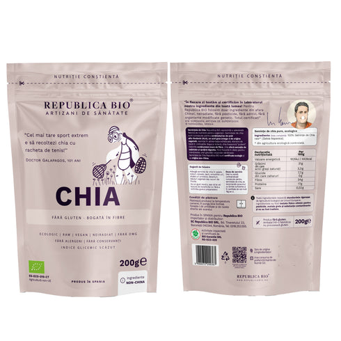 Chia, seminte ecologice pure Republica BIO, 200 g