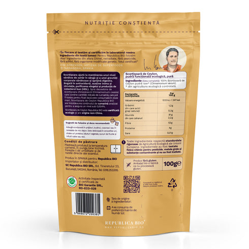 Scortisoara de Ceylon Ecologica, Originala, Certificata Republica BIO, 100 g