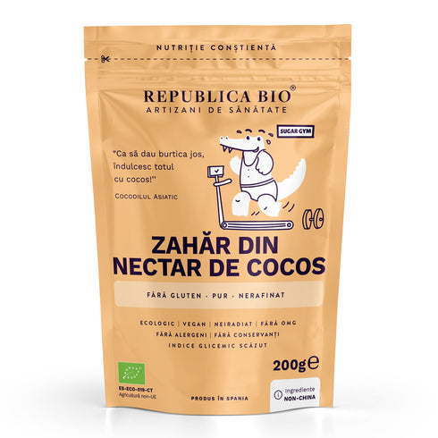 Zahar din nectar de cocos, nerafinat, ecologic, pur, Republica BIO, 200 g
