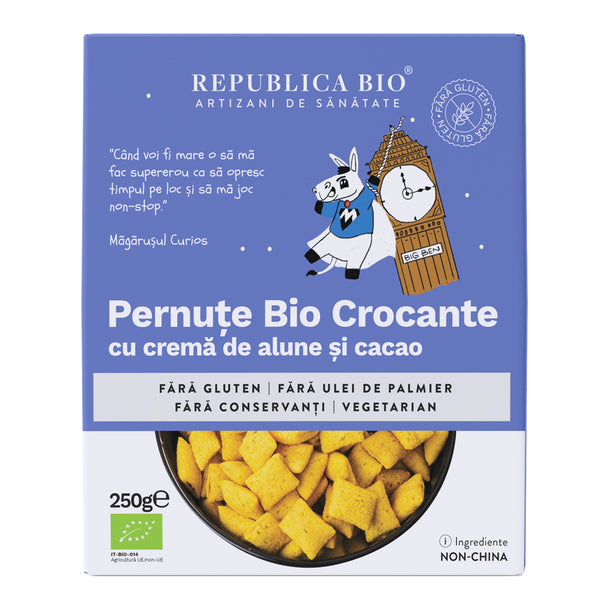Pernute Bio crocante cu crema de ciocolata si alune FARA GLUTEN Republica BIO, bio, 250 g