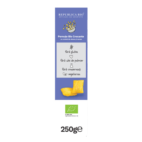 Pernute Bio crocante cu crema de ciocolata si alune FARA GLUTEN Republica BIO, bio, 250 g