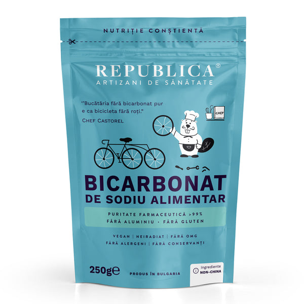 Bicarbonat de sodiu alimentar FARA ALUMINIU, FARA GLUTEN Republica BIO, 250g, natural
