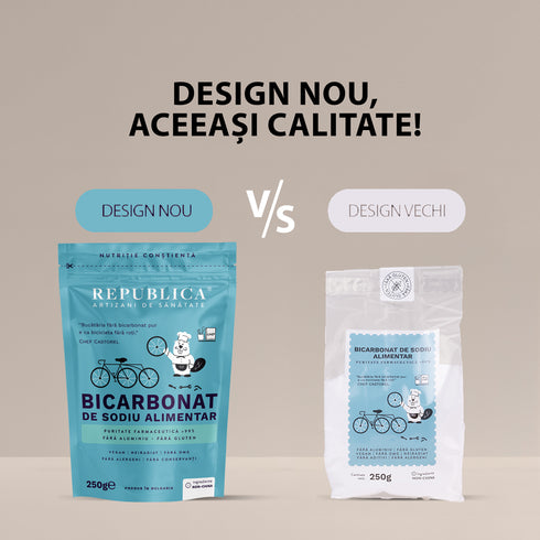 Bicarbonat de sodiu alimentar FARA ALUMINIU, FARA GLUTEN Republica BIO, 250g, natural