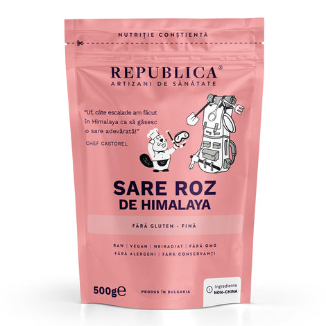 Sare roz de Himalaya FARA GLUTEN Republica BIO, fina, 500 g, natural,