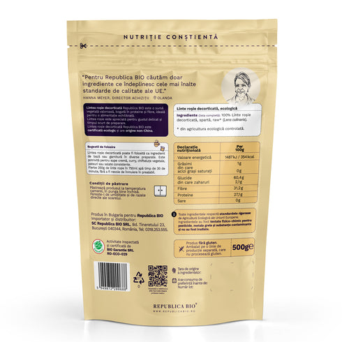 Linte rosie Bio decorticata FARA GLUTEN Republica BIO, 500g