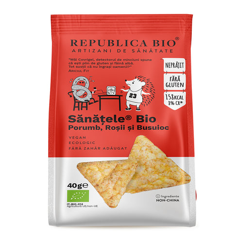 SANATELE BIO Porumb, Rosii si Busuioc, ecologic, fara gluten, 40g