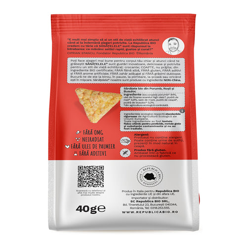 SANATELE BIO Porumb, Rosii si Busuioc, ecologic, fara gluten, 40g
