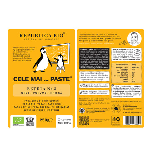 Cele mai…PASTE Reteta 3 Orez Porumb Hrisca, fara gluten, ecologic, Republica BIO, 250g