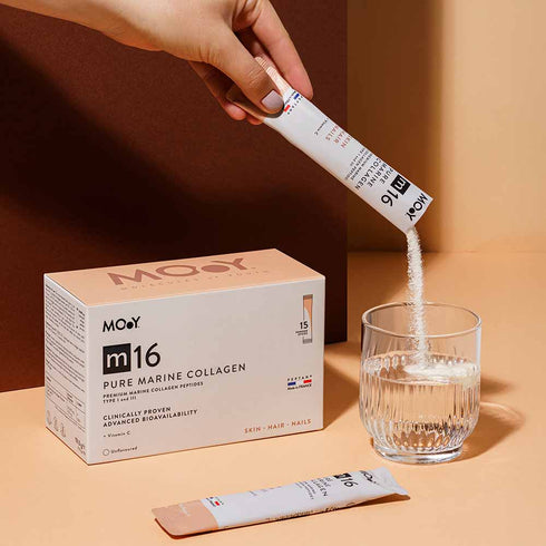 m16 Colagen hidrolizat marin premium monodoza, dovedit clinic, beauty, 10.000mg tip I si III, fara aroma, 15 plicuri, 151,5 g, Molecules of Youth, natural