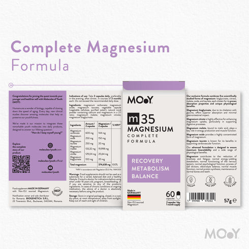 m35 Complete Magnesium Formula, 60 capsule, 57 g, Molecules of Youth, natural