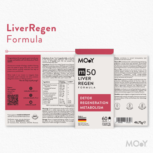 m50 LiverRegen Formula, 60 capsule, 46,75 g, Molecules of Youth, natural