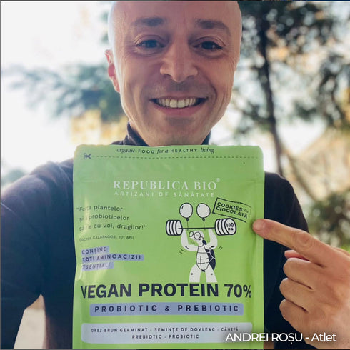 Vegan Protein 70% - Probiotic & Prebiotic Republica BIO, 500g, ecologic, gust cookie