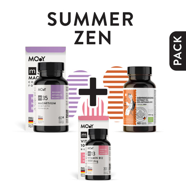 SUMMER ZEN, pachet promotional (Ashwagandha + m13 Bioactive B12 + m35 Complete Magnesium), NATURAL, VEGAN, 94.7 g