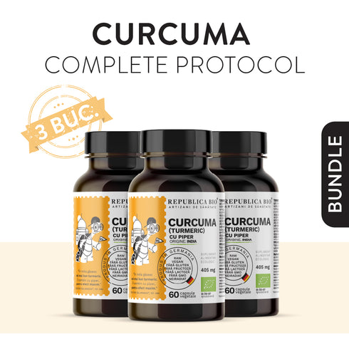 CURCUMA COMPLETE PROTOCOL, pachet promotional, cura completa pentru 3 luni, BIO, RAW, VEGAN, ecologic