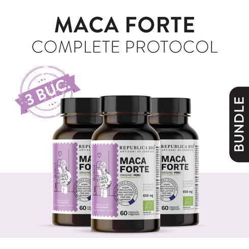 MACA FORTE COMPLETE PROTOCOL, pachet promotional, cura completa pentru 3 luni, BIO, VEGAN