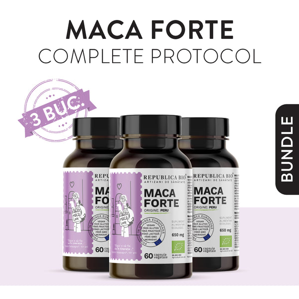 MACA FORTE COMPLETE PROTOCOL, pachet promotional, cura completa pentru 3 luni, BIO, VEGAN