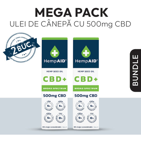 Mega Pack Ulei de canepa cu 500mg CBD HempAID, pachet promotional