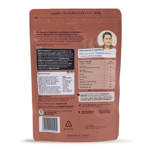 Cacao, pulbere ecologica pura Republica BIO, 200 g