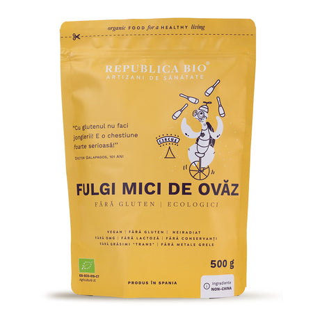 Fulgi mici de ovaz fara gluten ecologici Republica BIO, 500 g