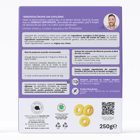 Ineluse Bio crocante cu miere FARA GLUTEN Republica BIO, bio, 250 g