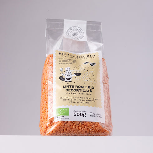 Linte rosie Bio decorticata FARA GLUTEN Republica BIO, 500g