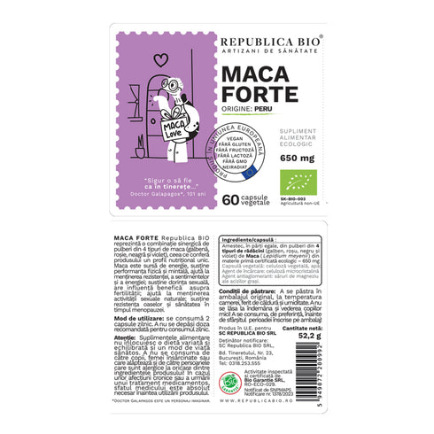 Maca Forte ecologica Republica BIO, 60 capsule