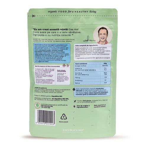 Matcha Latte, pulbere functionala ecologica Republica BIO, 200g