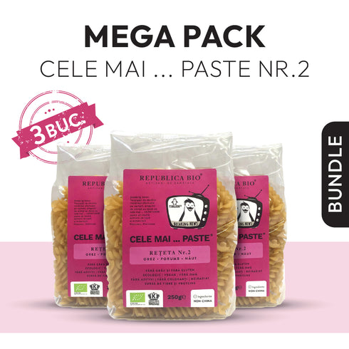 Mega Pack Cele mai…PASTE Reteta 2 Orez Porumb Naut, fara gluten, ecologic, Republica BIO, 250g