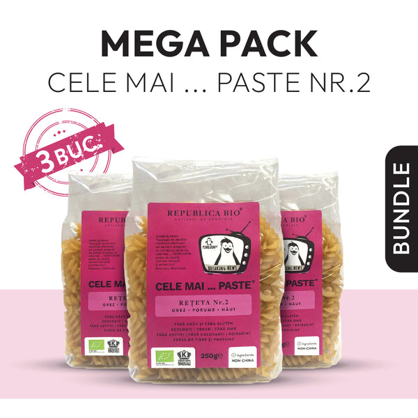 Mega Pack Cele mai…PASTE Reteta 2 Orez Porumb Naut, fara gluten, ecologic, Republica BIO, 250g